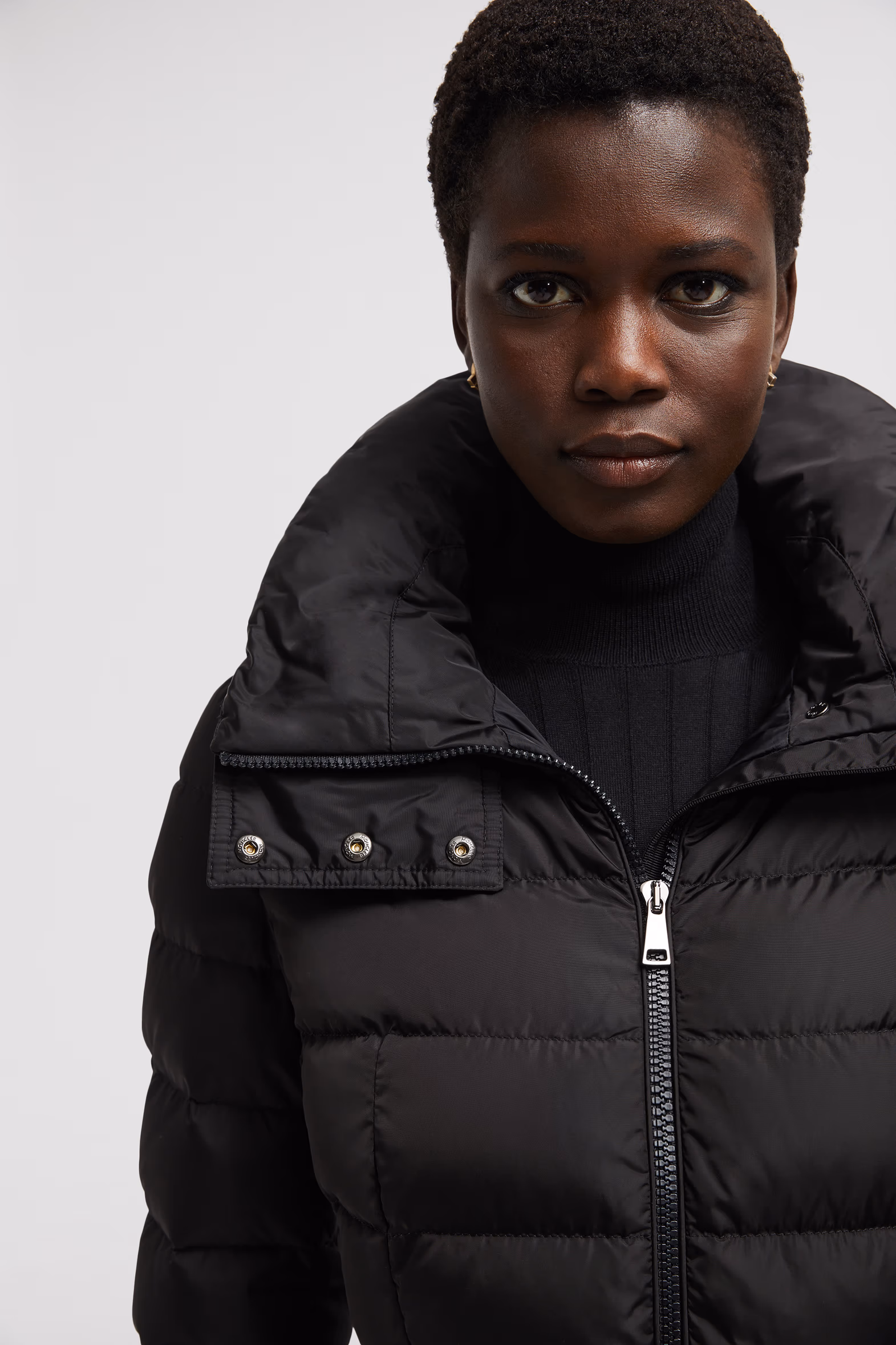 Flammette Long Down Jacket Women Black Moncler 7